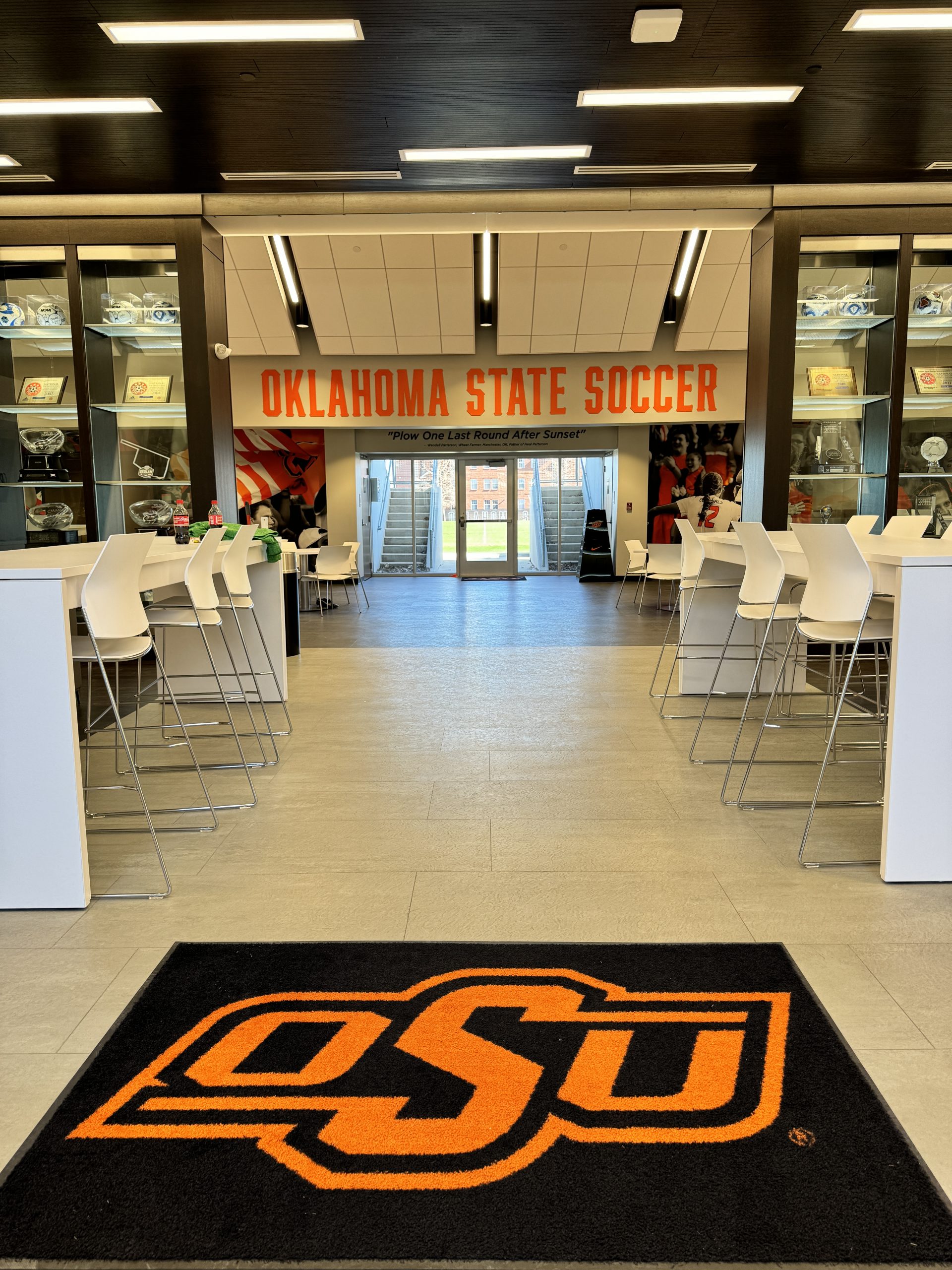 Oklahoma State University soccer team entrance signage and wall graphic installed by Go Install That